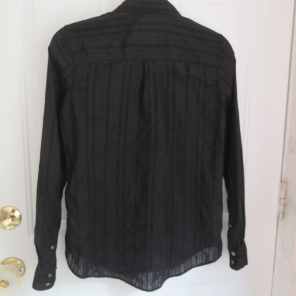 Gap Black Size XS Crinkle Fitted Boyfriend 100% Cotton Button Up Shirt Blouse XS - Picture 13 of 14